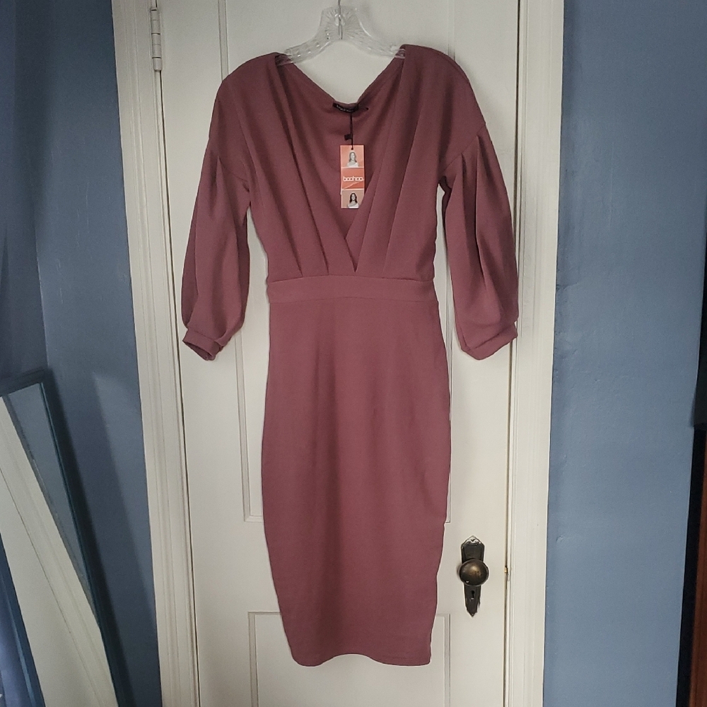 Boohoo Elegant Mauve Midi Dress
